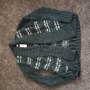 NEW Ann Taylor Loft Gray Beige Shawl Collar Open Sweater S